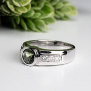 Moldavite + Diamond Men's Ring .925 Silver PRE-ORDER - InnerVision Crystals