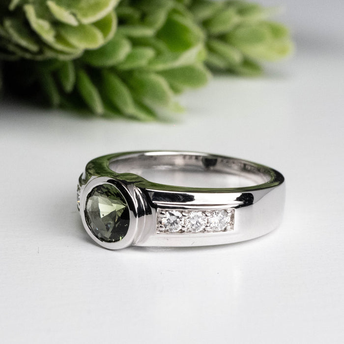 Moldavite + Diamond Men's Ring 20th Anniversary Limited Edition .925 Silver - InnerVision Crystals