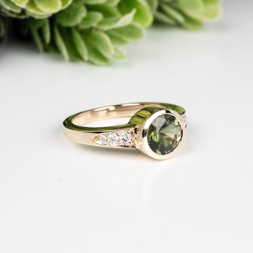 Moldavite + Diamond Women's Ring 20th Anniversary Limited Edition 14K Gold - InnerVision Crystals