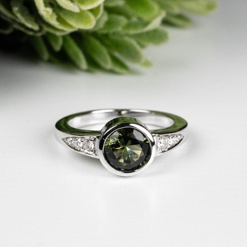 Moldavite + Diamond Women's Ring .925 Silver PRE-ORDER - InnerVision Crystals