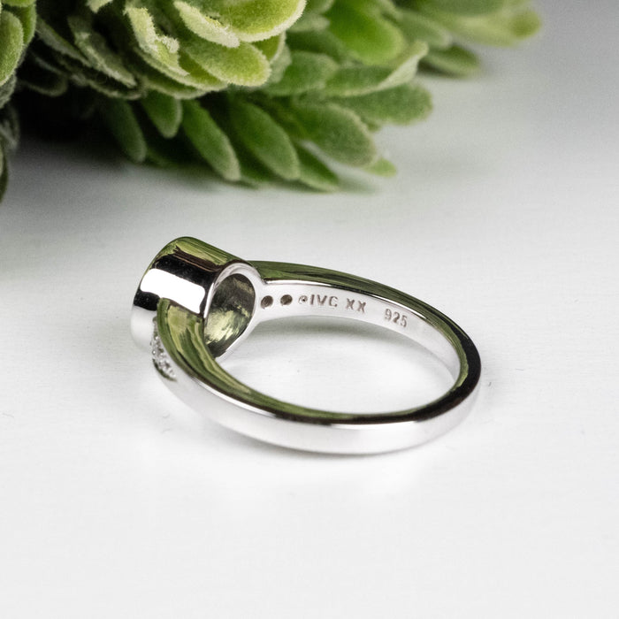 Moldavite + Diamond Women's Ring 20th Anniversary Limited Edition .925 Silver - InnerVision Crystals