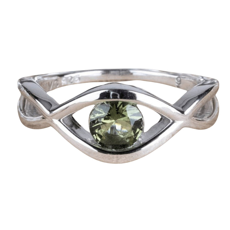 Moldavite Gemstone Eye Ring .925 Silver - InnerVision Crystals