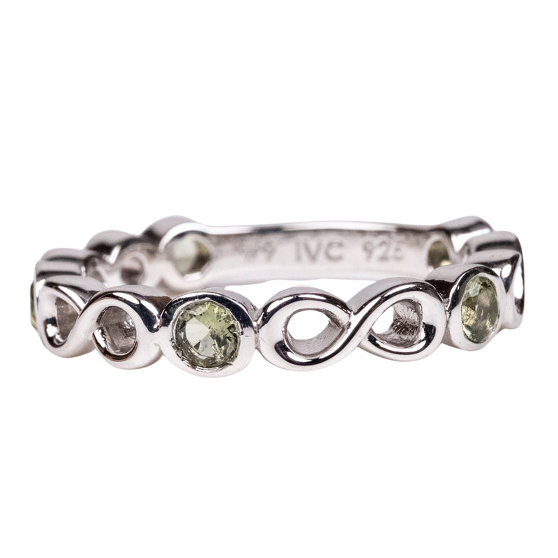 Moldavite Gemstone Infinity Band Ring .925 Silver - InnerVision Crystals