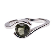 Moldavite Gemstone Solitaire Ring .925 Silver - InnerVision Crystals