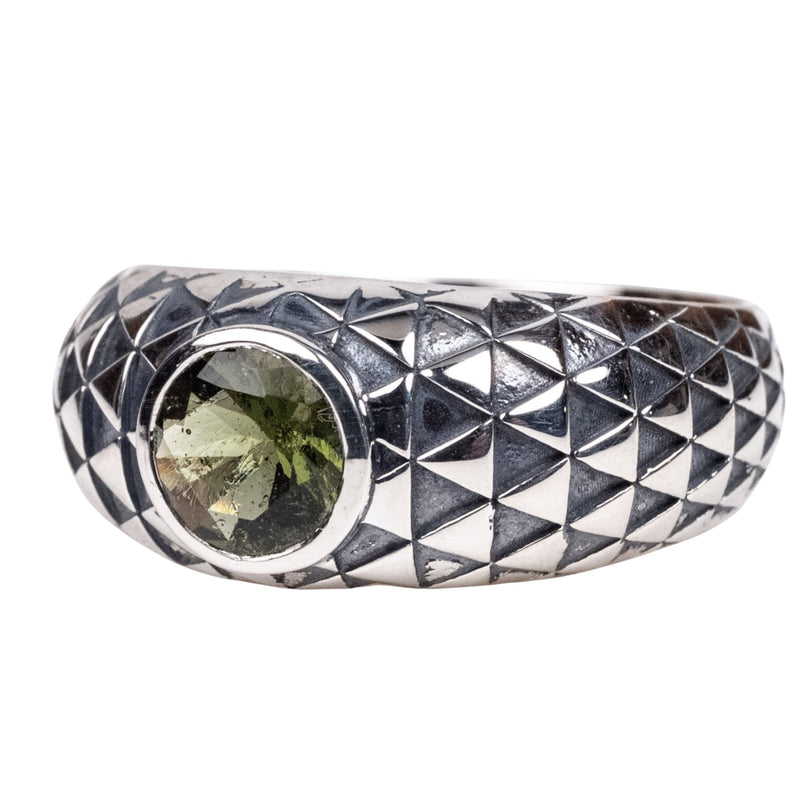 Moldavite Gemstone Women's Sunflower Ring .925 Silver - InnerVision Crystals