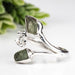 Moldavite + Herkimer Diamond Ring 5mm - 7mm Size 7 .925 Silver - InnerVision Crystals