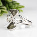 Moldavite + Herkimer Diamond Ring 5mm - 7mm Size 7 .925 Silver - InnerVision Crystals