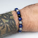 Moldavite + Lapis Lazuli + Meteorite 9.5mm/10mmBead Bracelet 7" - InnerVision Crystals