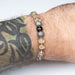 Moldavite + Libyan Desert Glass + Meteorite + Silver OM 8mm Bead Bracelet 6" - InnerVision Crystals