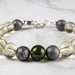 Moldavite + Meteorite + Libyan Desert Glass Bead Bracelet 7.5" .925 Silver - InnerVision Crystals