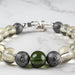 Moldavite + Meteorite + Libyan Desert Glass Bead Bracelet 7.5" .925 Silver - InnerVision Crystals