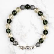 Moldavite + Meteorite + Libyan Desert Glass Bead Bracelet 8" .925 Silver - InnerVision Crystals