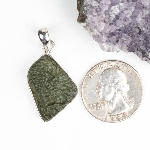 Moldavite Pendant 4.69 g 37x19mm .925 Silver - InnerVision Crystals