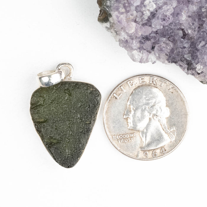 Moldavite Pendant 4.97 g 36x20mm .925 Silver - InnerVision Crystals