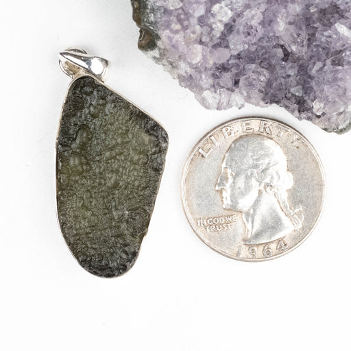 Moldavite Pendant 5.61 g 44x18mm .925 Silver - InnerVision Crystals