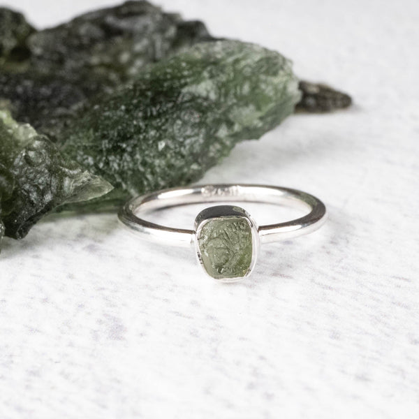 Moldavite Ring Silver