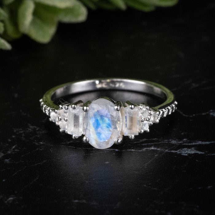 Moonstone 2mm - 7mm Ring .925 Silver - InnerVision Crystals