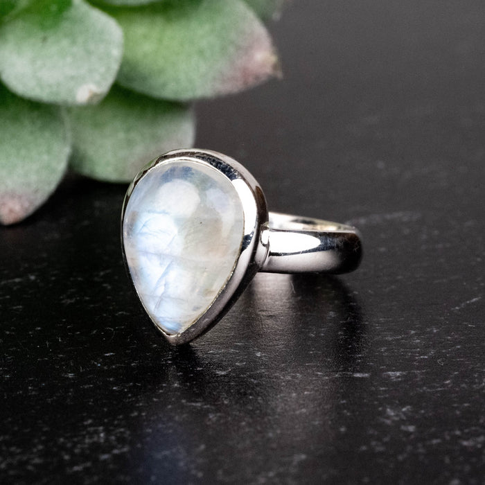 Moonstone Ring 14x10mm Size 8 .925 Silver - InnerVision Crystals
