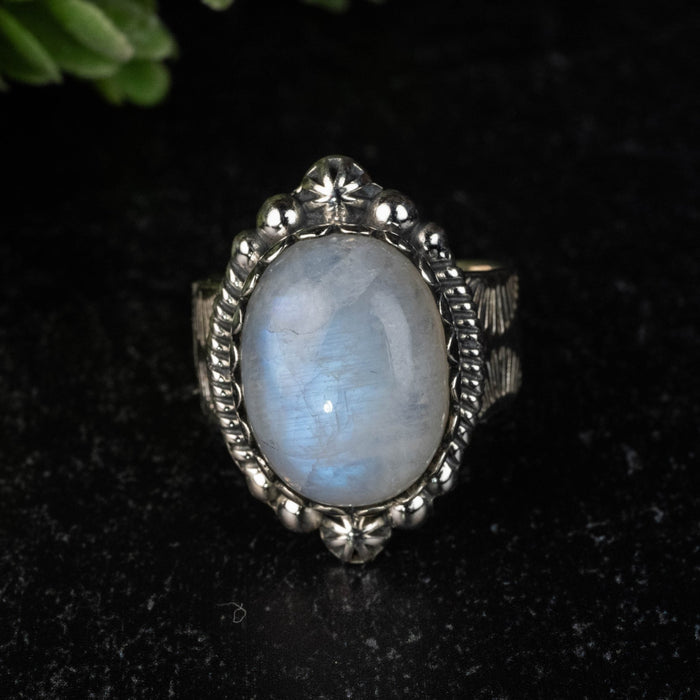 Moonstone Ring 16x12mm Size 8 - InnerVision Crystals