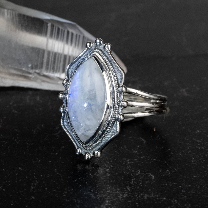 Moonstone Ring 18x8mm Size 11 - InnerVision Crystals