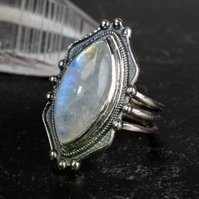 Moonstone Ring 18x8mm Size 4 - InnerVision Crystals