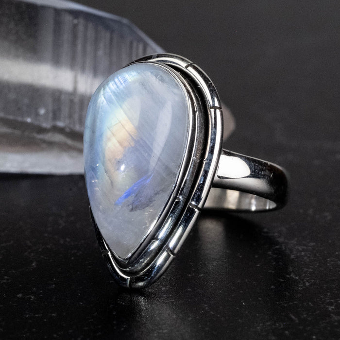 Moonstone Ring 18x8mm Size 7 - InnerVision Crystals