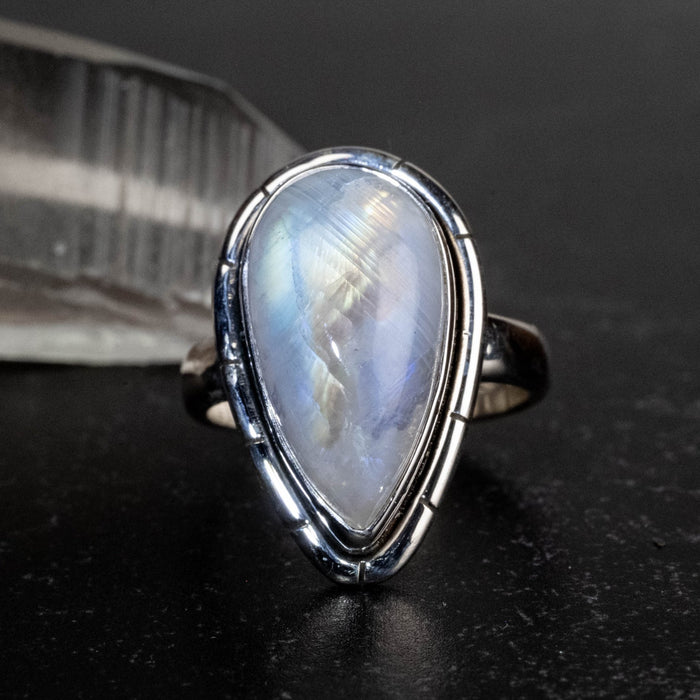 Moonstone Ring 18x8mm Size 7 - InnerVision Crystals