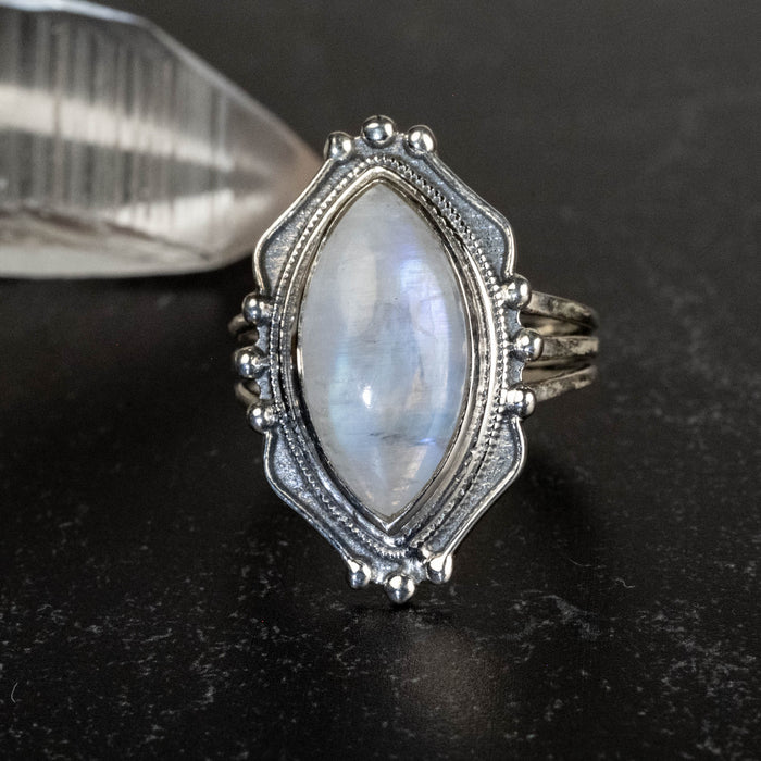 Moonstone Ring 19x10mm Size 9 - InnerVision Crystals