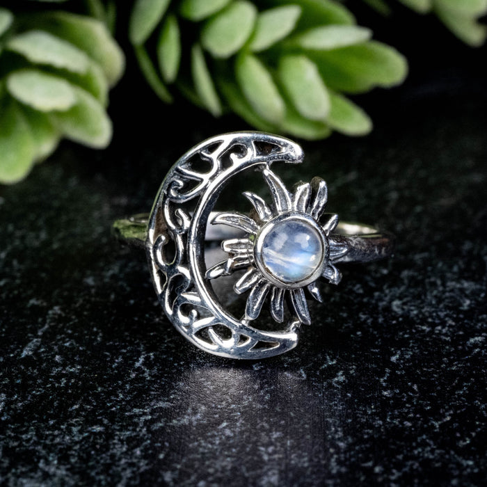 Moonstone Ring 4mm Size 8 - InnerVision Crystals
