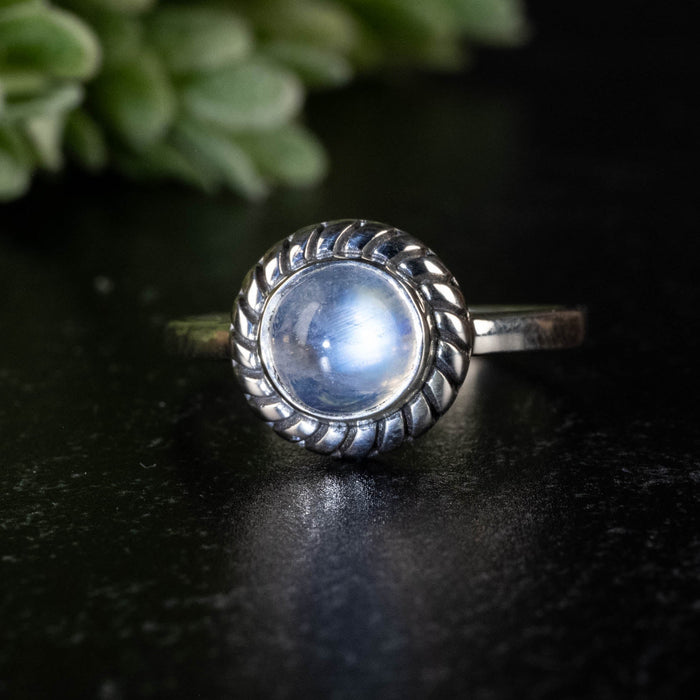 Moonstone Ring 6mm size 6 - InnerVision Crystals