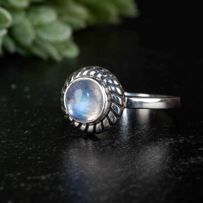 Moonstone Ring 6mm size 6 - InnerVision Crystals
