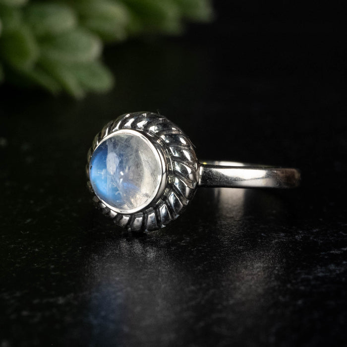 Moonstone Ring 6mm size 6 - InnerVision Crystals