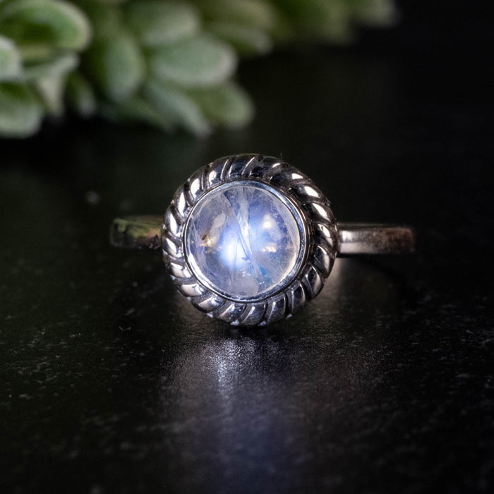 Moonstone Ring 6mm size 6 - InnerVision Crystals