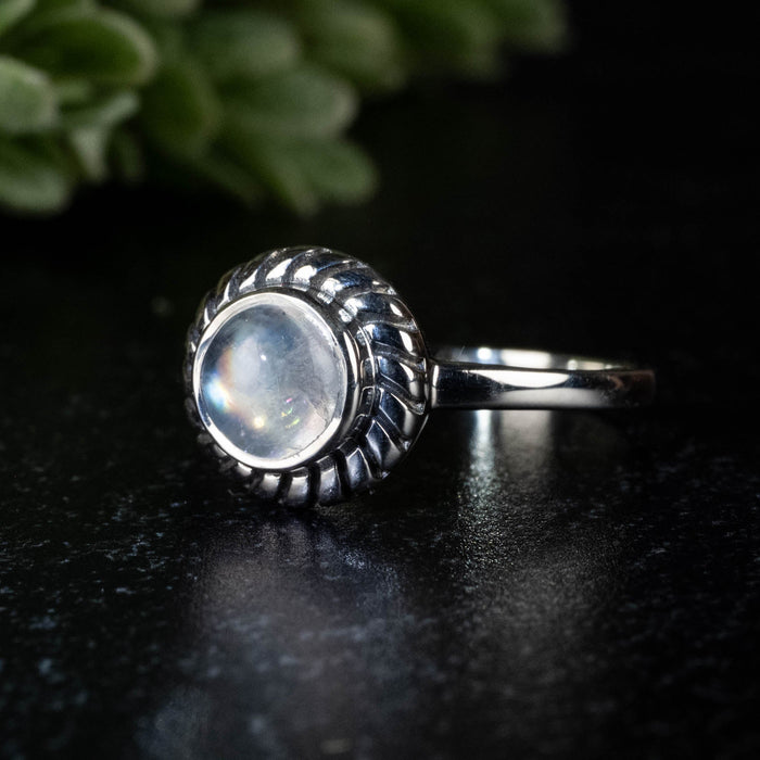 Moonstone Ring 6mm size 7 - InnerVision Crystals