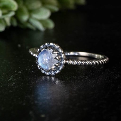 Moonstone Ring 6mm size 8 - InnerVision Crystals
