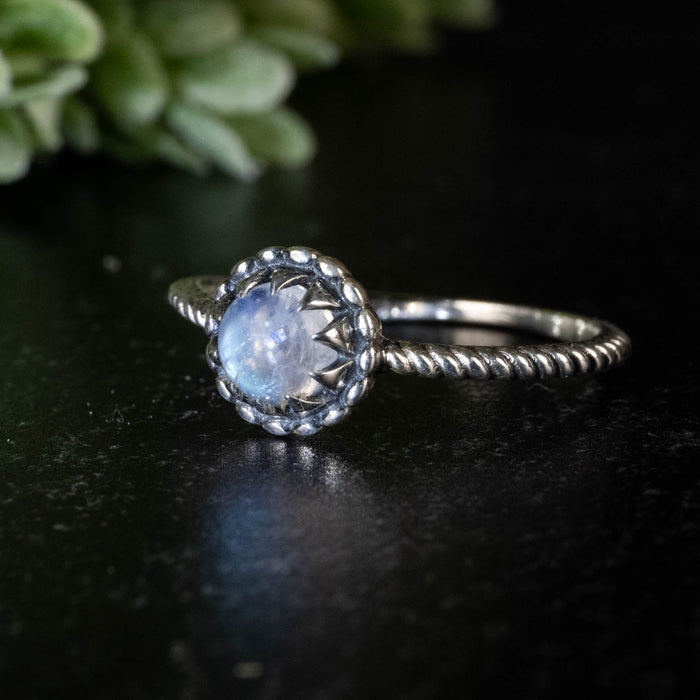 Moonstone Ring 6mm size 8 - InnerVision Crystals