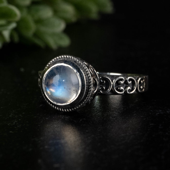 Moonstone Ring 6mm size 8 - InnerVision Crystals