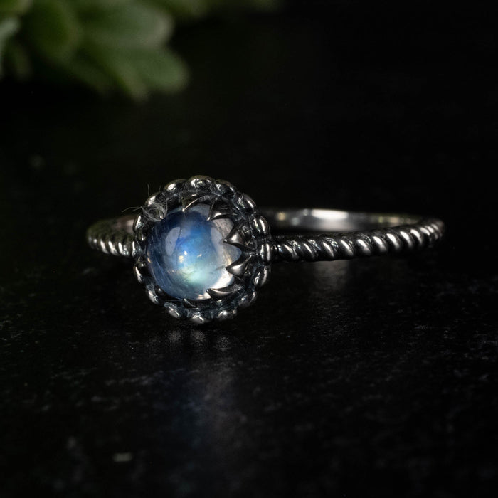 Moonstone Ring 6mm size 8 - InnerVision Crystals