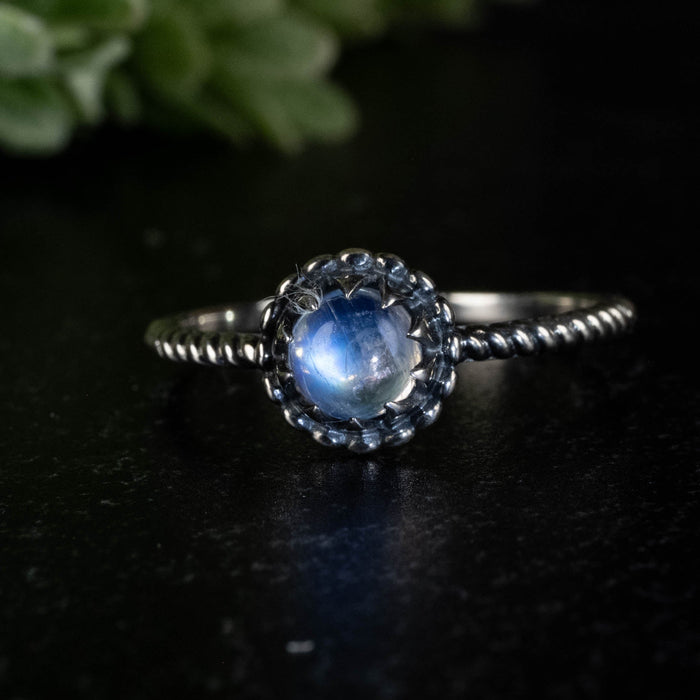 Moonstone Ring 6mm size 8 - InnerVision Crystals