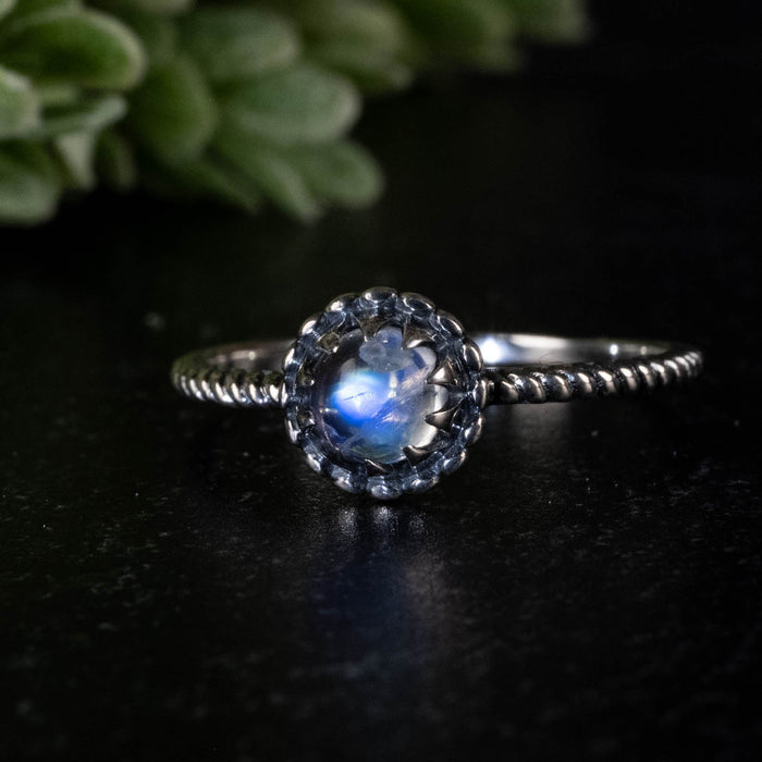 Moonstone Ring 6mm size 9 - InnerVision Crystals