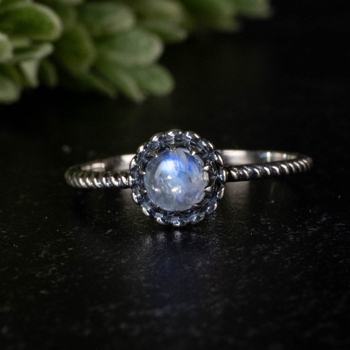 Moonstone Ring 6mm size 9 - InnerVision Crystals