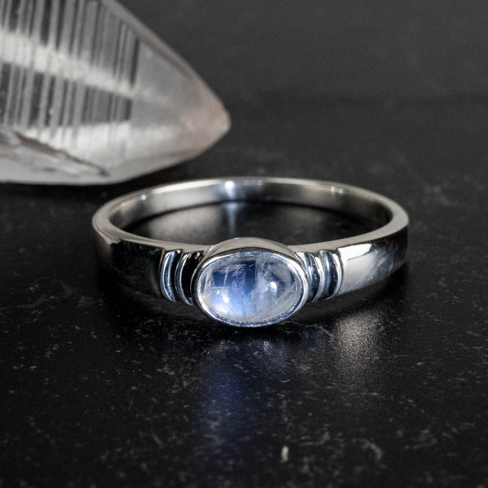 Moonstone Ring 6x4mm Size 11 - InnerVision Crystals