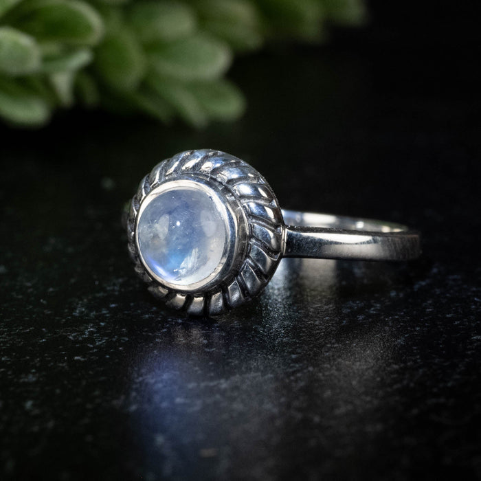 Moonstone Ring 7mm size 7 - InnerVision Crystals
