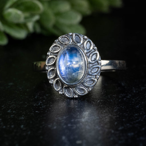 Moonstone Ring 7x6mm size 7 - InnerVision Crystals