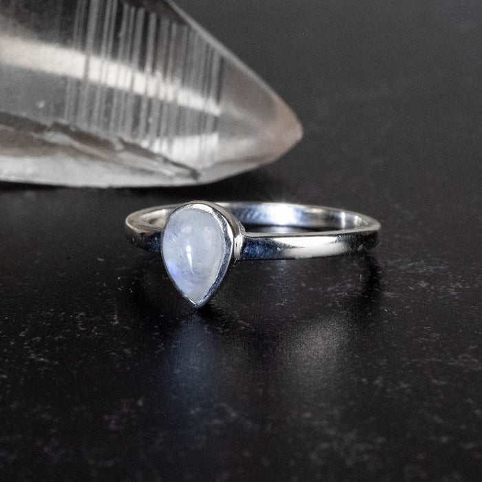 Moonstone Ring 7x6mm Size 8 - InnerVision Crystals