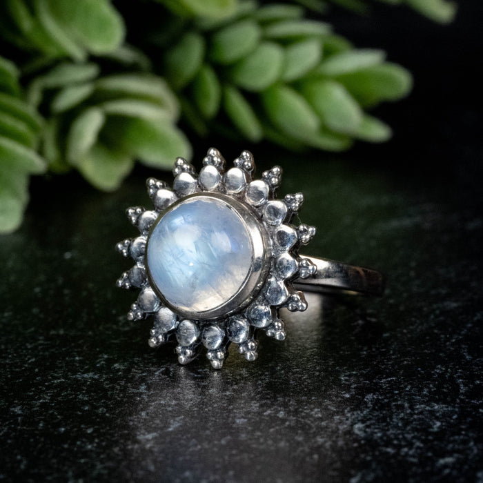 Moonstone Ring 8mm Size 6 - InnerVision Crystals