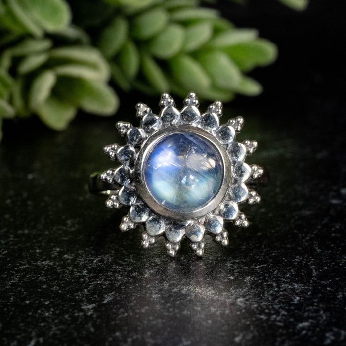 Moonstone Ring 8mm Size 7 - InnerVision Crystals