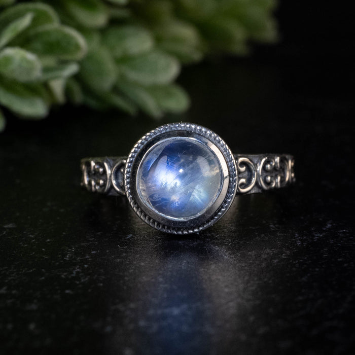Moonstone Ring 8mm size 7 - InnerVision Crystals