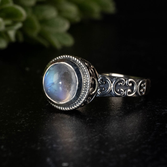 Moonstone Ring 8mm size 7 - InnerVision Crystals