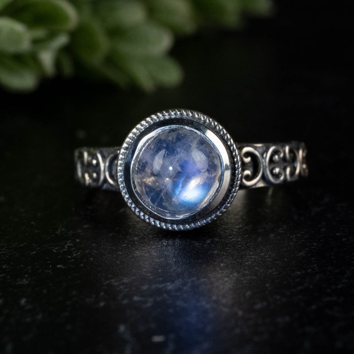 Moonstone Ring 8mm size 7 - InnerVision Crystals